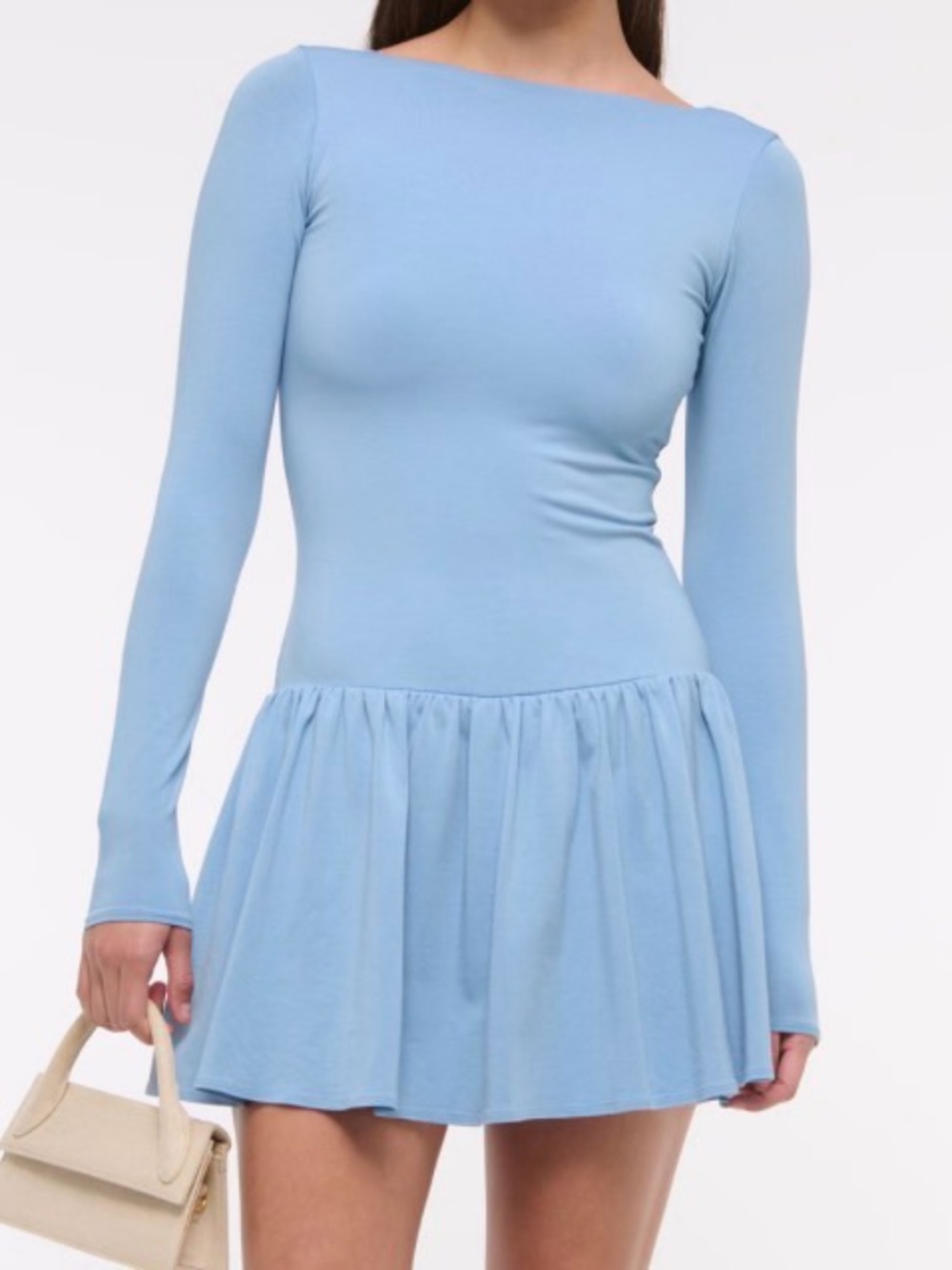 Abercrombie & Fitch Light Blue Long-Sleeve Mini Dress with Skort
